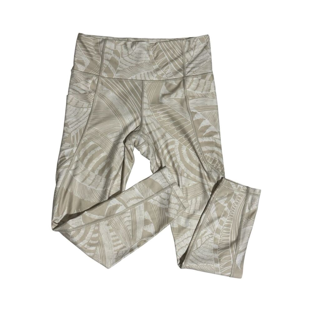 Athleta Leggings Size M Cream/Tan/White With Stash Pockets - Picture 3 of 4